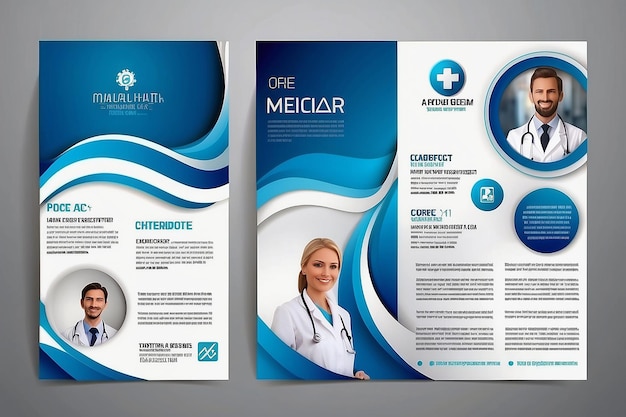 Photo modèle de brochure de prospectus de soins de santé avec fond blanc pour le texte