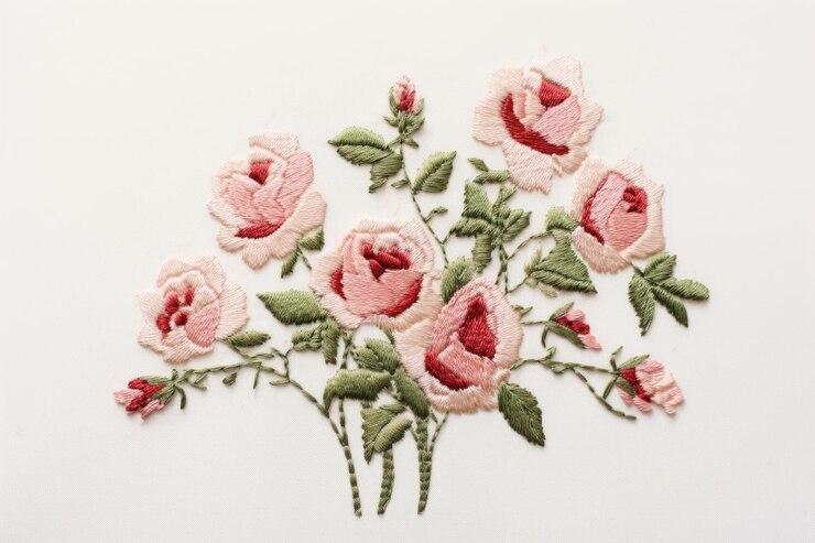 Photo modèle de broderie inflorescence de rose