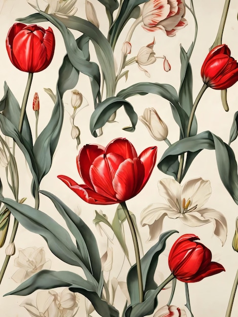 modèle de broderie de tulipes fond de tulipes rouges