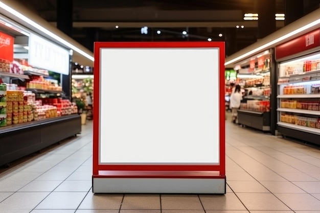 modèle de cadre d'affiche vierge bannière publicitaire d'écran numérique dans une épicerie