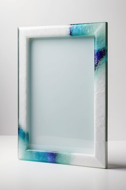Modèle de cadre en blanc de verre fondu avec un espace blanc vide pour placer votre conception