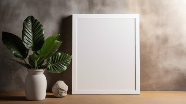 Photo modèle de cadre blanc vide très réaliste avec un symbolisme tropical