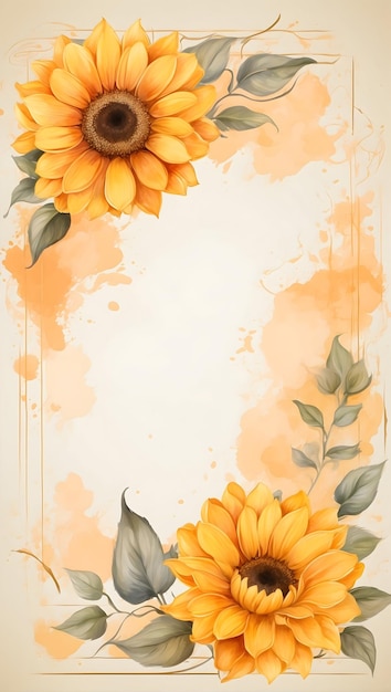 modèle de cadre de fleur de conception de bord d'aquarelle cadre décoratif de bord de fleur vintage