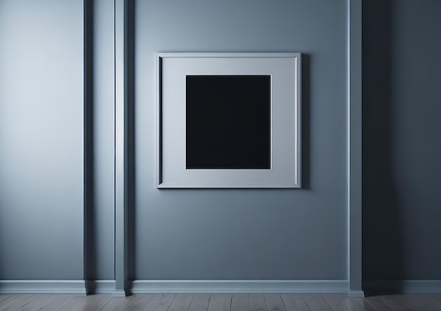 Modèle de cadre d'image en bois blanc sur le mur dans un intérieur moderne Modèle d'œuvre d'art horizontale MockUp Fo