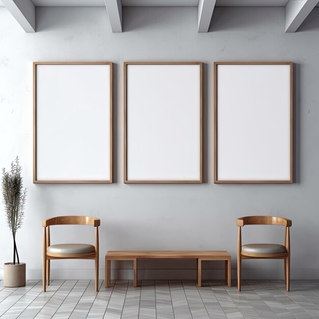 Modèle de cadre vide pour la décoration sur un mur blanc blanc