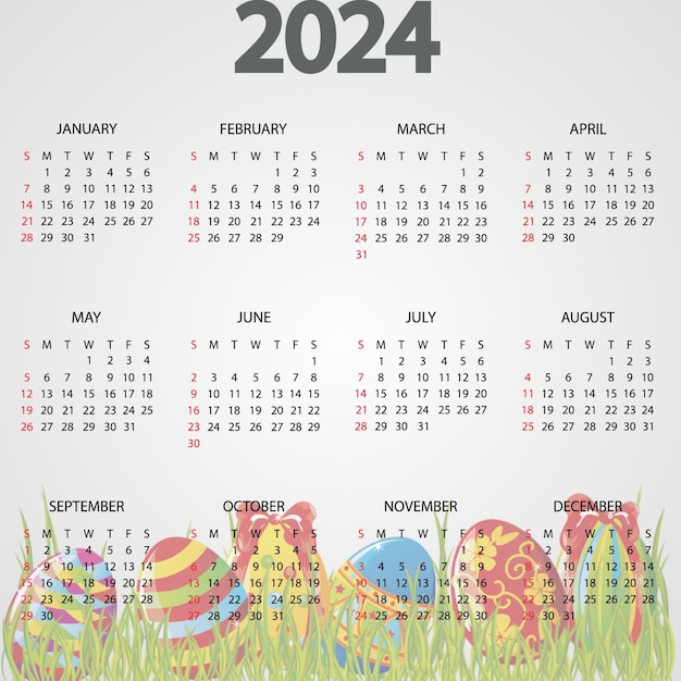 Photo modèle de calendrier anglais 2024 planifier et organiser des événements vecteur