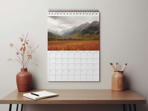 Photo modèle de calendrier mural élégant pour la maison et le bureau généré par l'ia