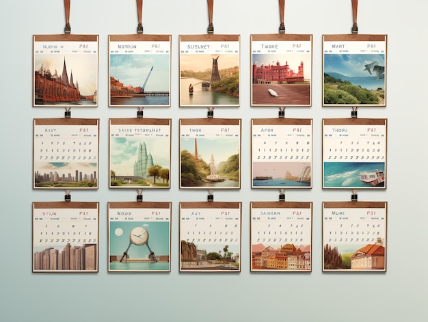 Photo modèle de calendrier mural élégant pour la maison et le bureau généré par l'ia