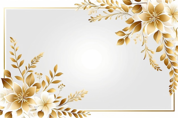 Modèle de carte de cadre de bordage floral Gradient doré sur fond blanc Illustration de conception vectorielle pour carte de mariage bunner Décoration des coins rectangulaires des côtés