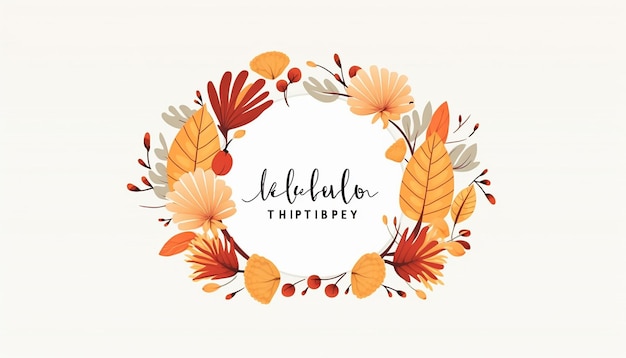 modèle de carte de cadre de Thanksgiving mignon couleurs vectorielles plates minimalistes