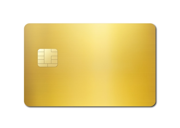 Modèle de carte de crédit or isolé sur fond blanc D illustration