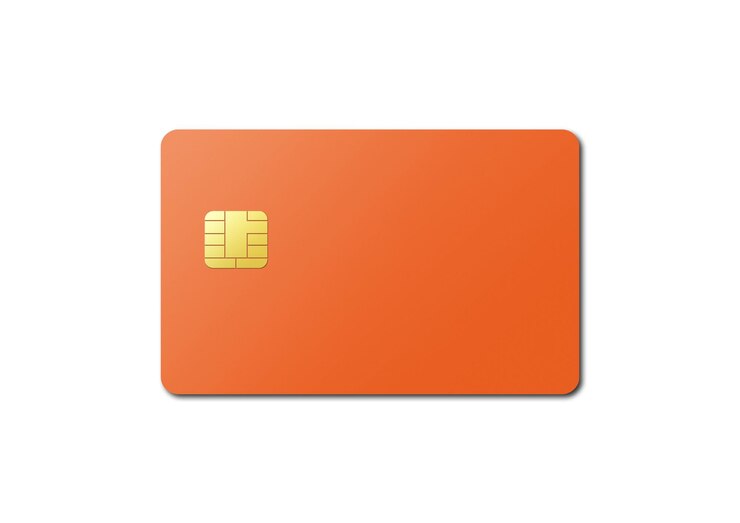 Photo modèle de carte de crédit orange isolé sur fond blanc illustration 3d