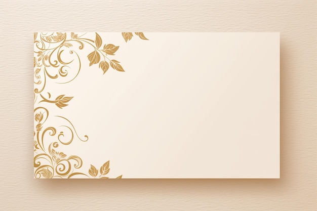 Modèle de carte d'invitation de couleur crème avec texture de fleurs d'angle généré par AI