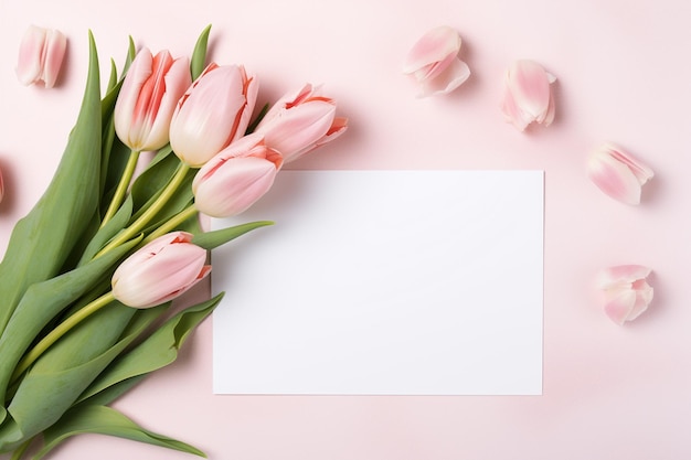 Modèle de carte d'invitation de mariage blanche avec des fleurs roses générée par l'IA