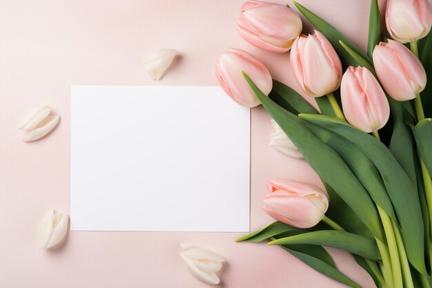 Modèle de carte d'invitation de mariage blanche avec des fleurs roses générée par l'IA