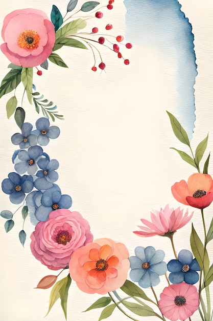 Photo modèle de carte d'invitation de mariage à fleurs dessinée à la main