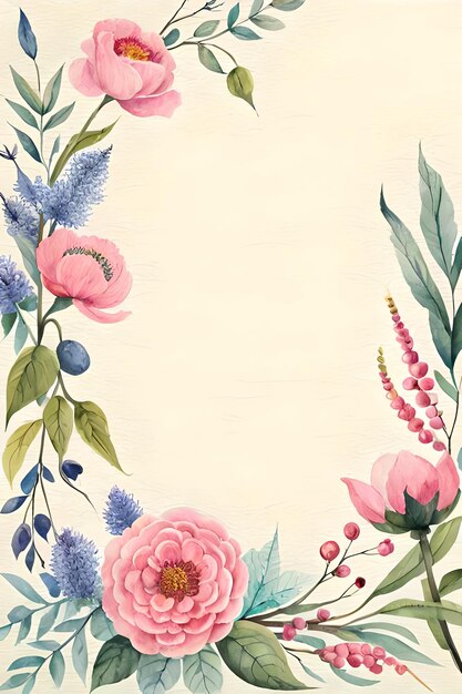 modèle de carte d'invitation de mariage à fleurs dessinée à la main