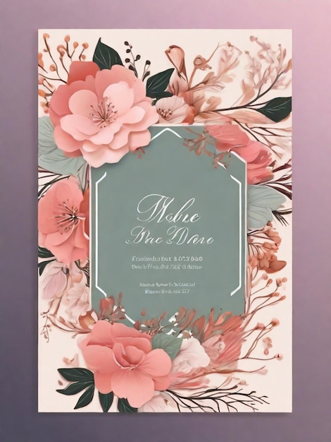Modèle de carte d'invitation de mariage florale et luxueuse