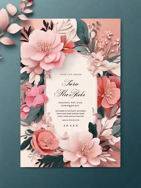 Modèle de carte d'invitation de mariage florale et luxueuse