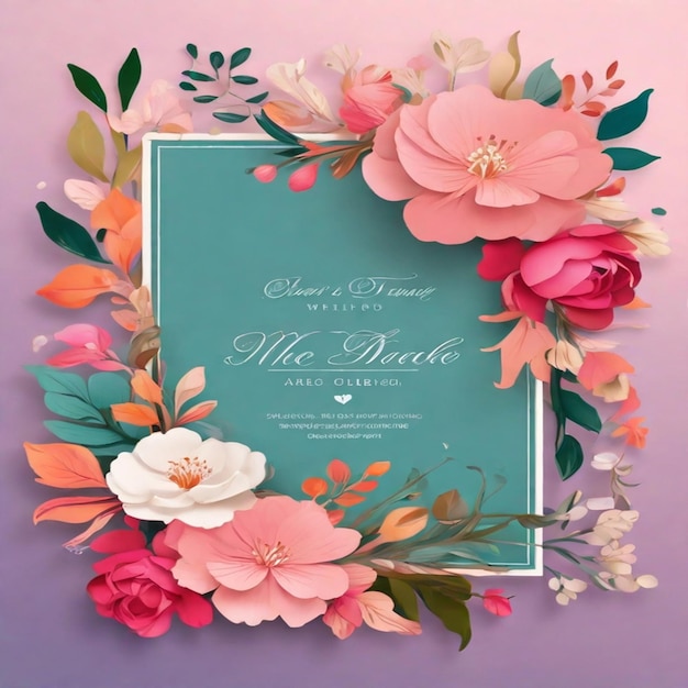 Modèle de carte d'invitation de mariage florale et luxueuse