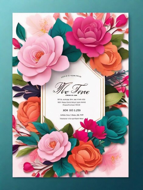 Modèle de carte d'invitation de mariage florale et luxueuse