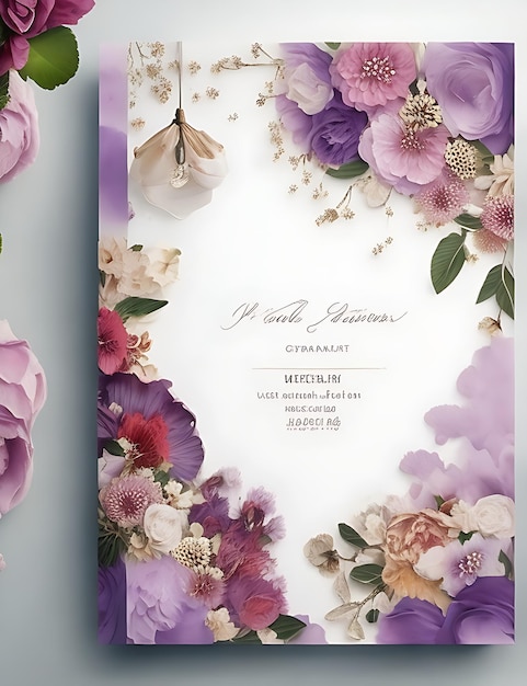 Modèle de carte d'invitation de mariage florale vectorielle