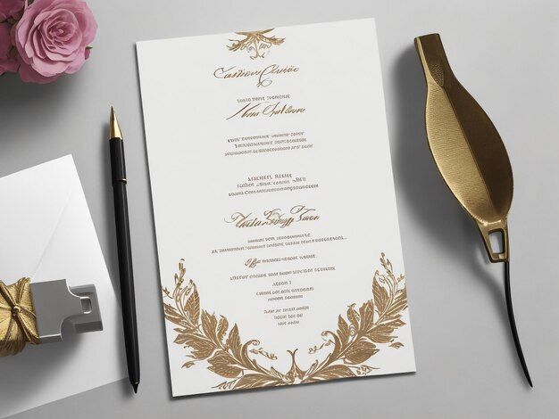 Photo modèle de carte d'invitation de mariage florale