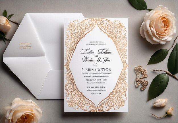 Photo un modèle de carte d'invitation de mariage.