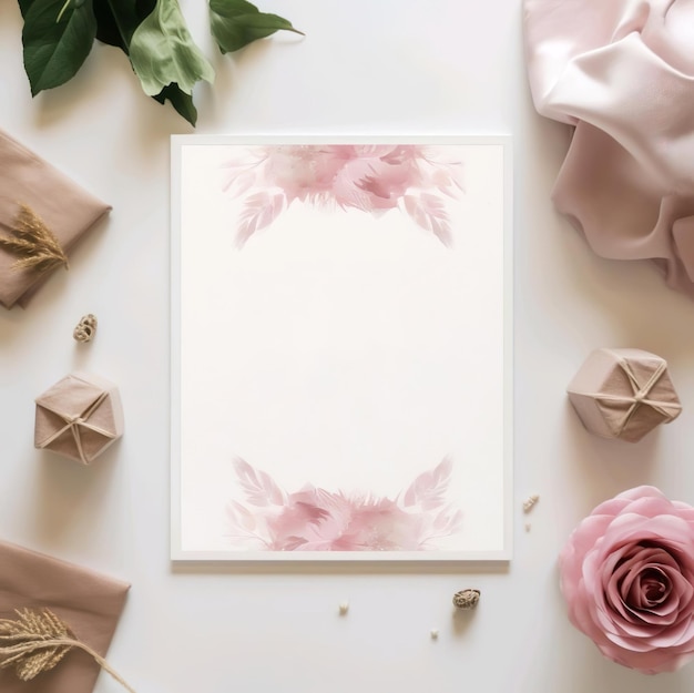 Photo modèle de carte avec motif de fleurs avec décoration autour