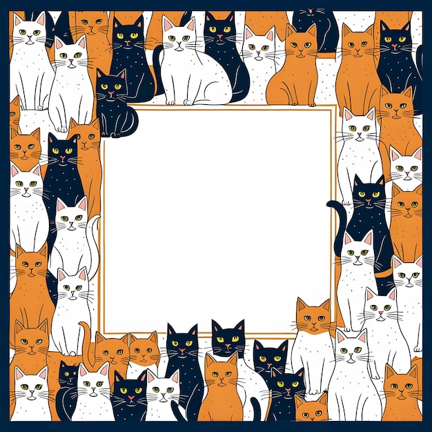 Photo modèle de carte vectorielle avec décoration de chats