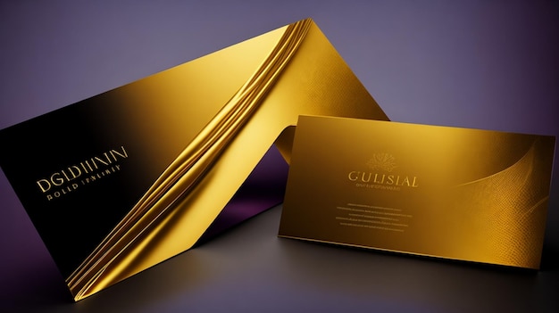 Photo modèle de carte de visite horizontale de luxe dorée en gradient