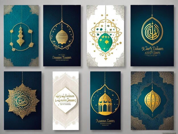 Photo modèle de carte de vœux de design islamique pour ramadan kareem avec un design d'arrière-plan abstrait coloré