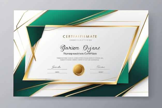 modèle de certificat de réalisation d'effet géométrique vert et or Conception vectorielle en blanc