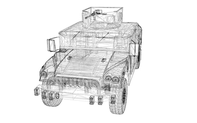 Modèle de char militaire, structure de carrosserie, modèle de fil