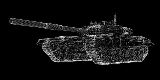 Modèle de char militaire, structure de carrosserie, modèle de fil