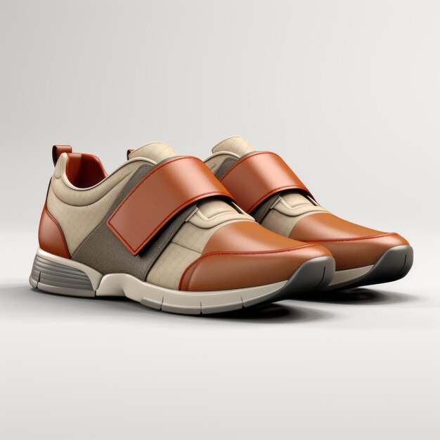 Modèle de chaussures décontractées 3D avec style beige foncé et ambre
