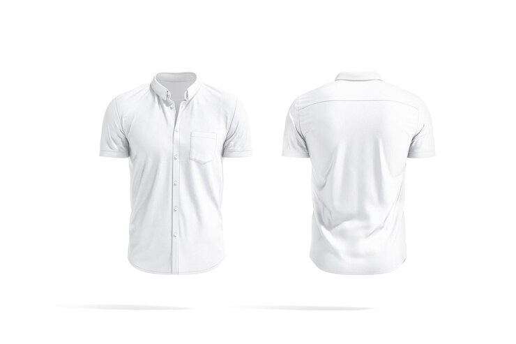 Modèle de chemise à boutons blancs à manches courtes à l'avant et à l'arrière