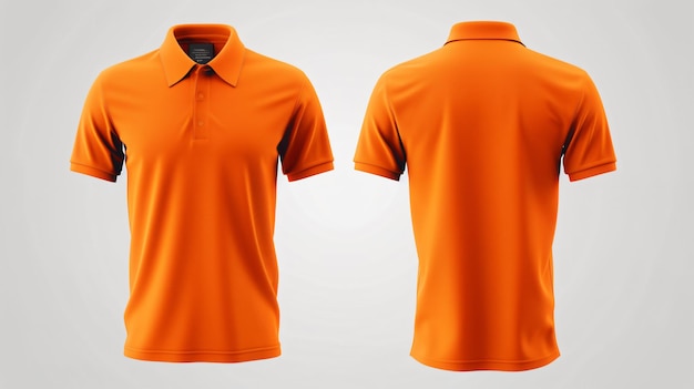 Un modèle de chemise polo orange élégant et polyvalent parfait pour présenter vos dessins La vue avant et arrière fournit une représentation complète de votre œuvre d'art Ce modèle vide vous permet de