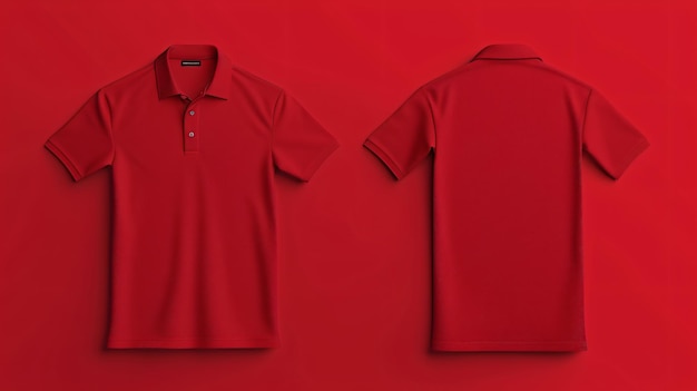 Photo un modèle de chemise polo rouge élégant et moderne parfait pour présenter votre propre design ou logo ce modèle blanc de haute qualité est idéal pour les sites de commerce électronique, les campagnes publicitaires et le brandy