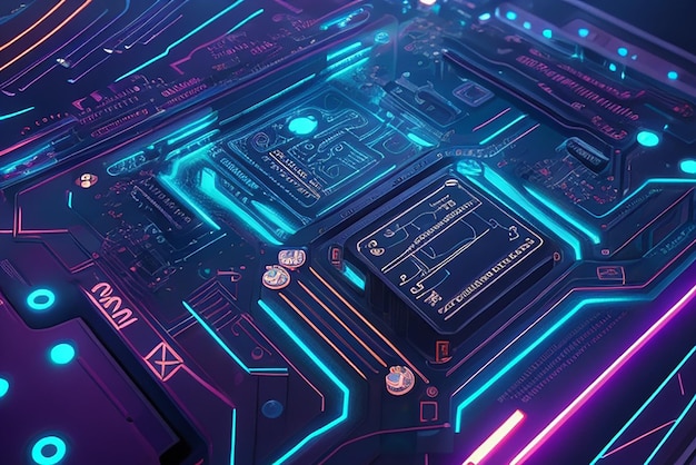 modèle de circuit numérique futuriste avec des accents lumineux pour une bannière de conférence technique