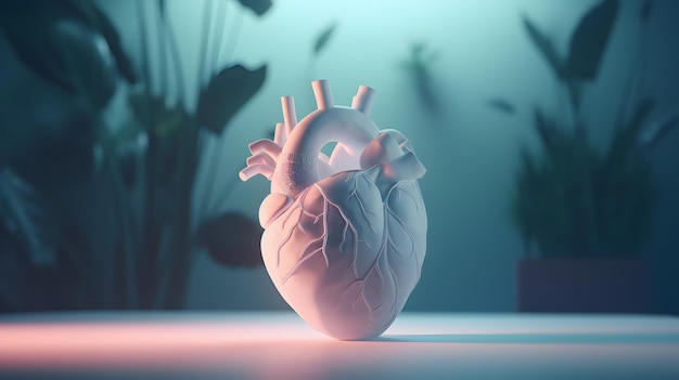 Modèle de coeur humain illustration colorée IA générative