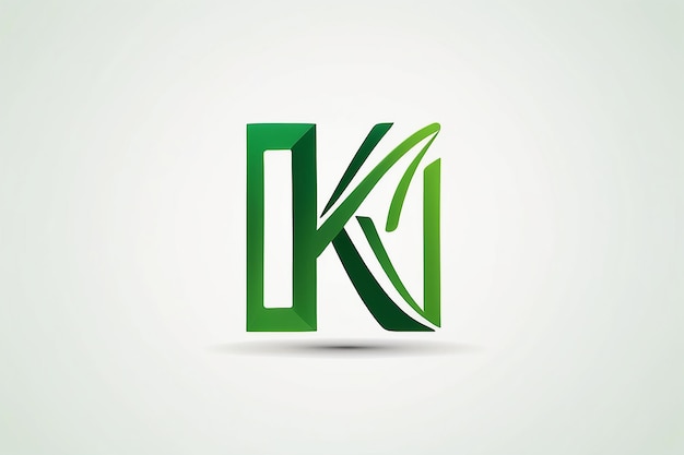 Modèle de concept de conception du logo avec une lettre initiale verte plate K