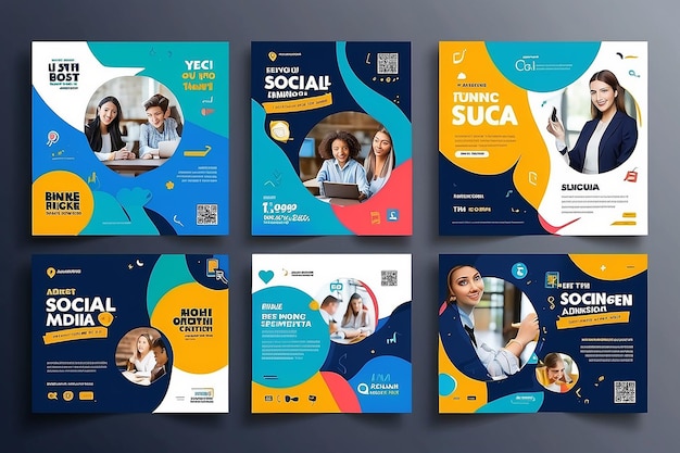 Modèle de conception de bannière de couverture promotionnelle et de post sur les médias sociaux pour l'admission à l'école