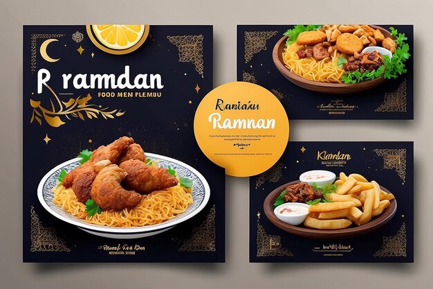 Photo modèle de conception de bannière pour les menus spéciaux du ramadan sur les réseaux sociaux