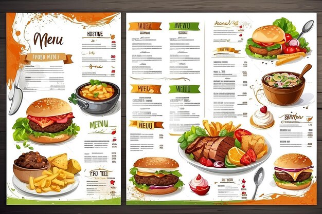 Modèle de conception du menu du restaurant Brochure d'information sur les aliments