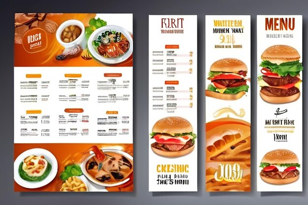 Photo modèle de conception du menu du restaurant brochure d'information sur les aliments