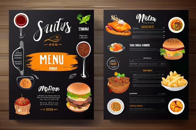 Modèle de conception du menu du restaurant Brochure d'information sur les aliments