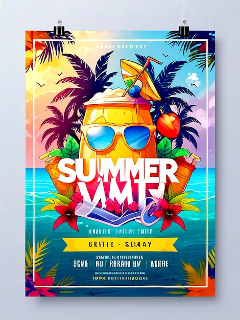 Photo modèle de conception de flyer de fête d'été vibrant pour les événements de plage