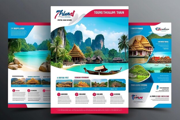 modèle de conception de flyer de voyage forfait de voyage en Thaïlande flyer forfait d'hôtel de voyage