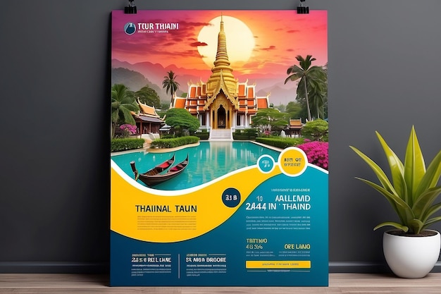 modèle de conception de flyer de voyage forfait de voyage en Thaïlande flyer forfait d'hôtel de voyage